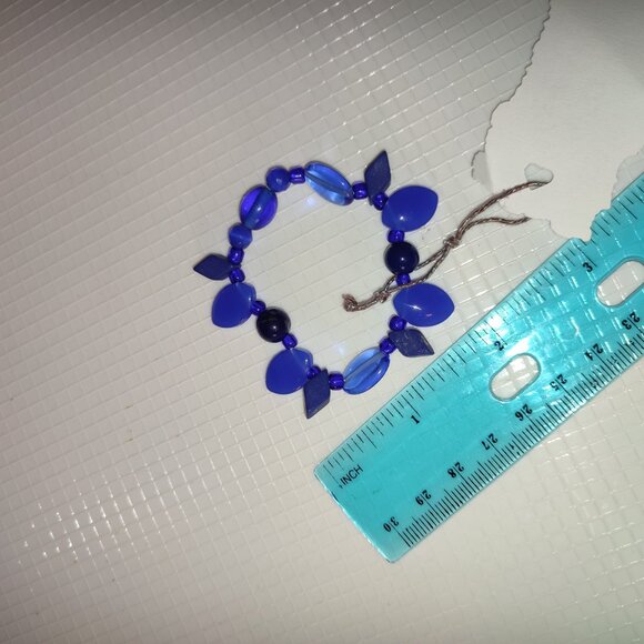 Sapphire Blue Bracelet Small Hand Wrist Cobalt Handmade Hand Crafted - Picture 5 of 5